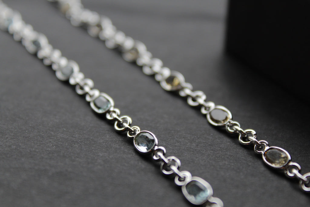 Citrine/Blue Topaz Chain Bracelet