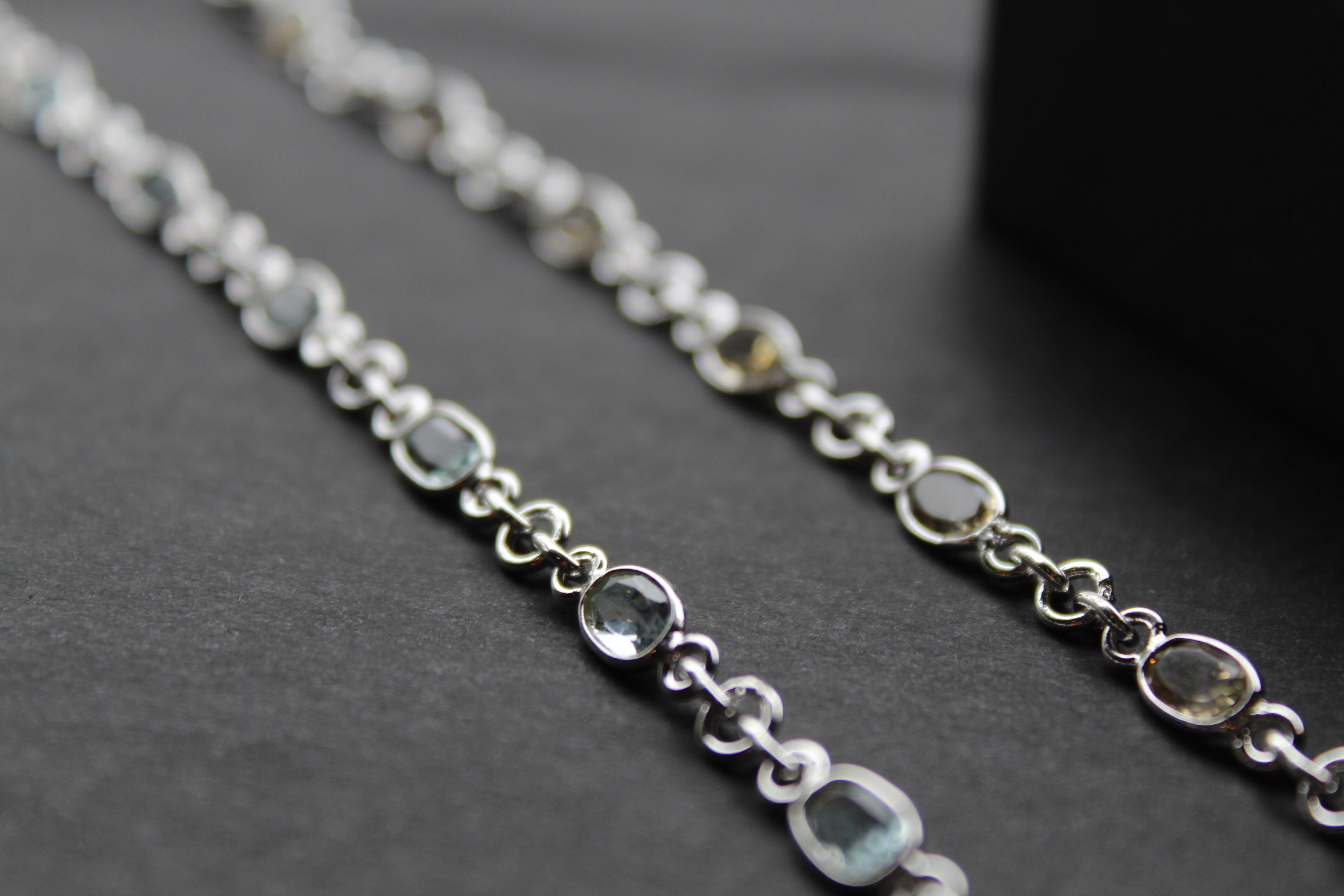 Citrine/Blue Topaz Chain Bracelet