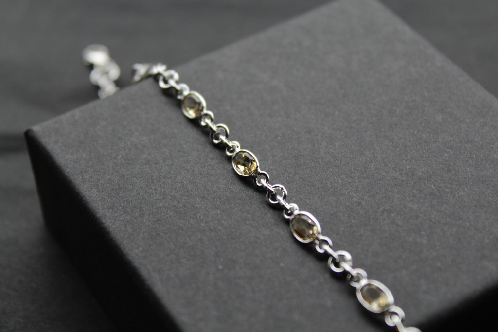 Citrine/Blue Topaz Chain Bracelet