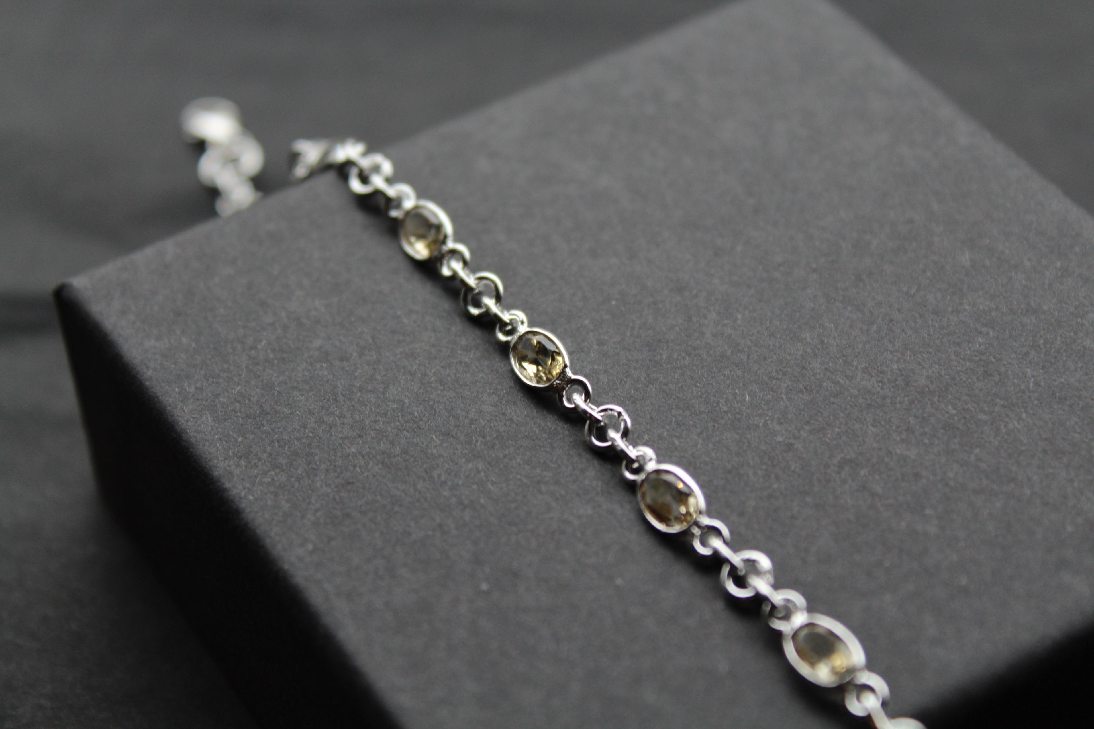 Citrine/Blue Topaz Chain Bracelet