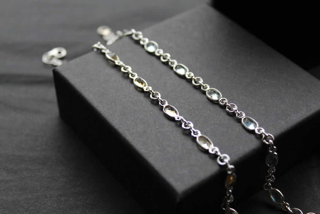 Citrine/Blue Topaz Chain Bracelet