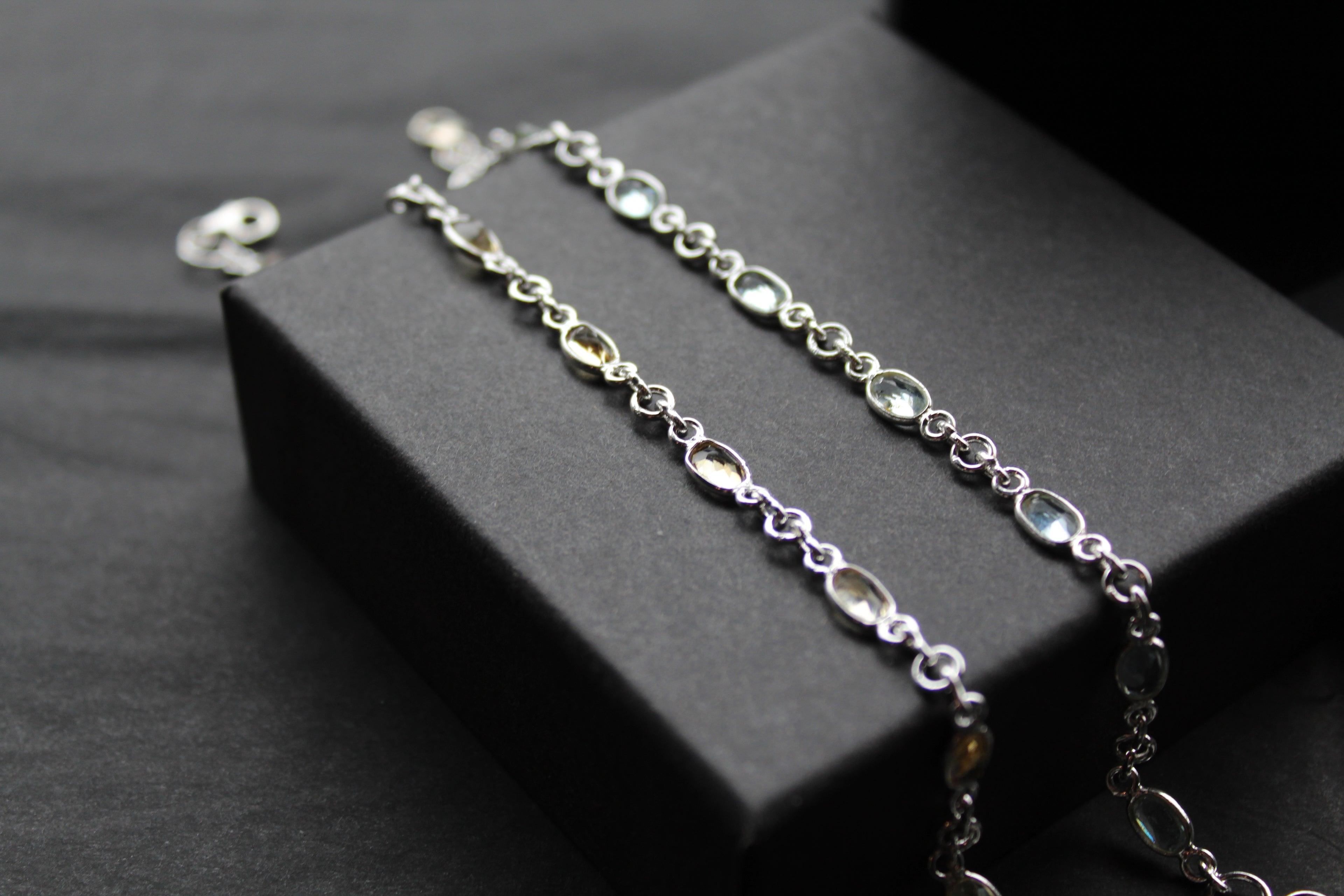 Citrine/Blue Topaz Chain Bracelet