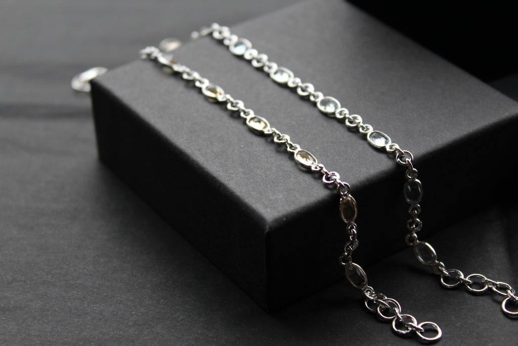 Citrine/Blue Topaz Chain Bracelet