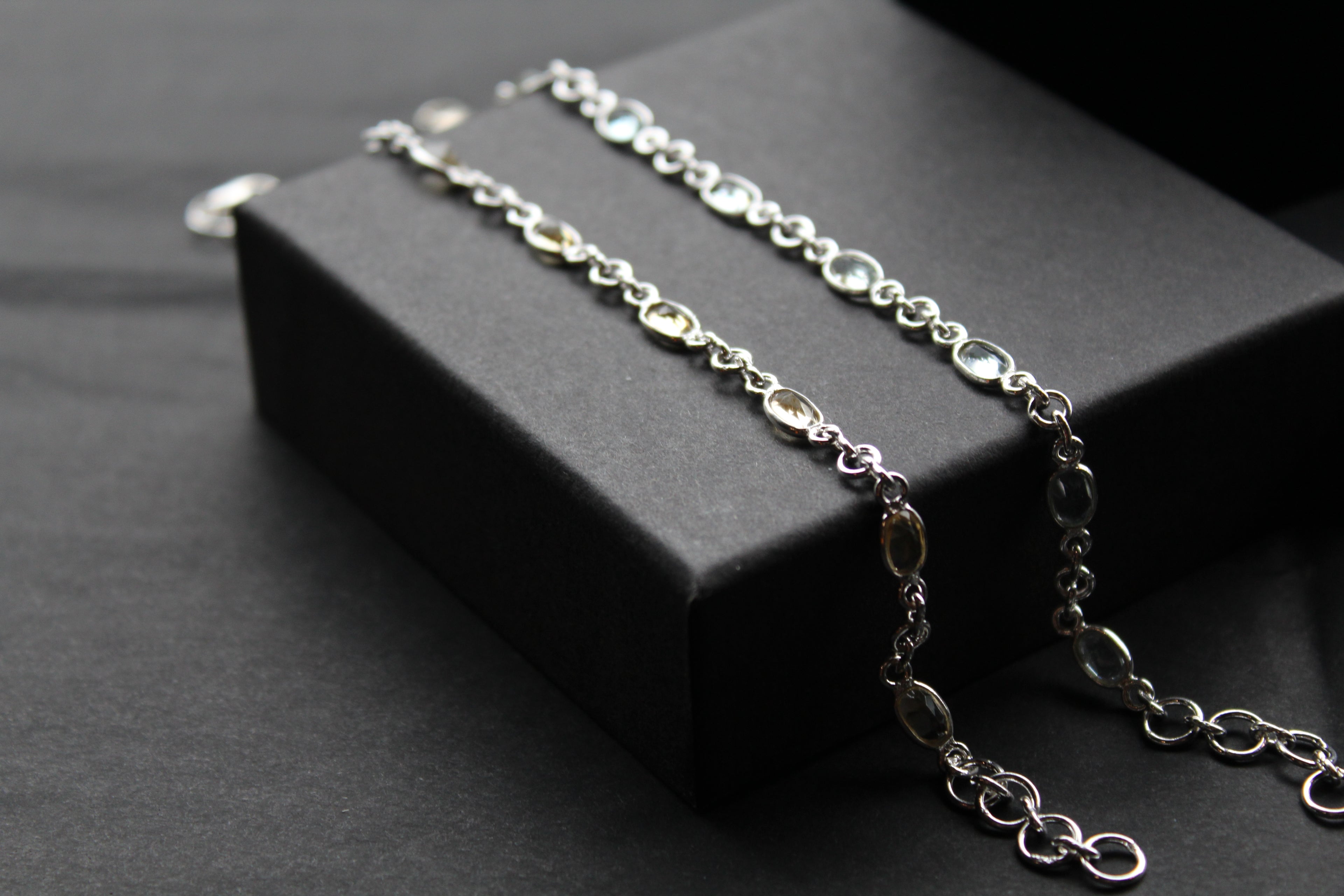 Citrine/Blue Topaz Chain Bracelet