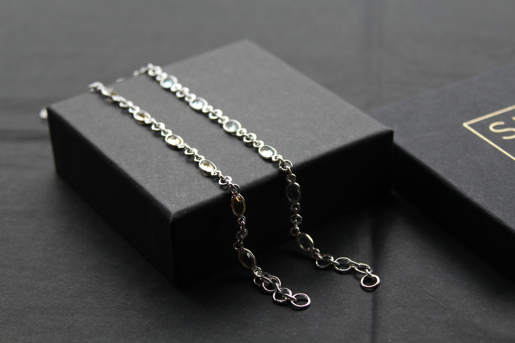 Citrine/Blue Topaz Chain Bracelet