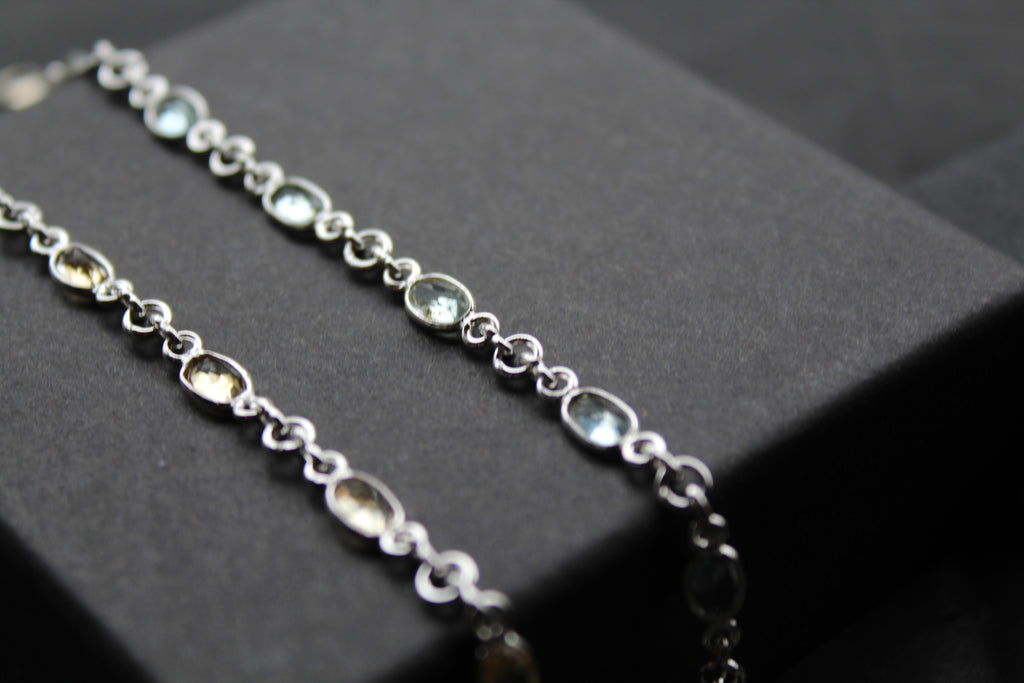 Citrine/Blue Topaz Chain Bracelet