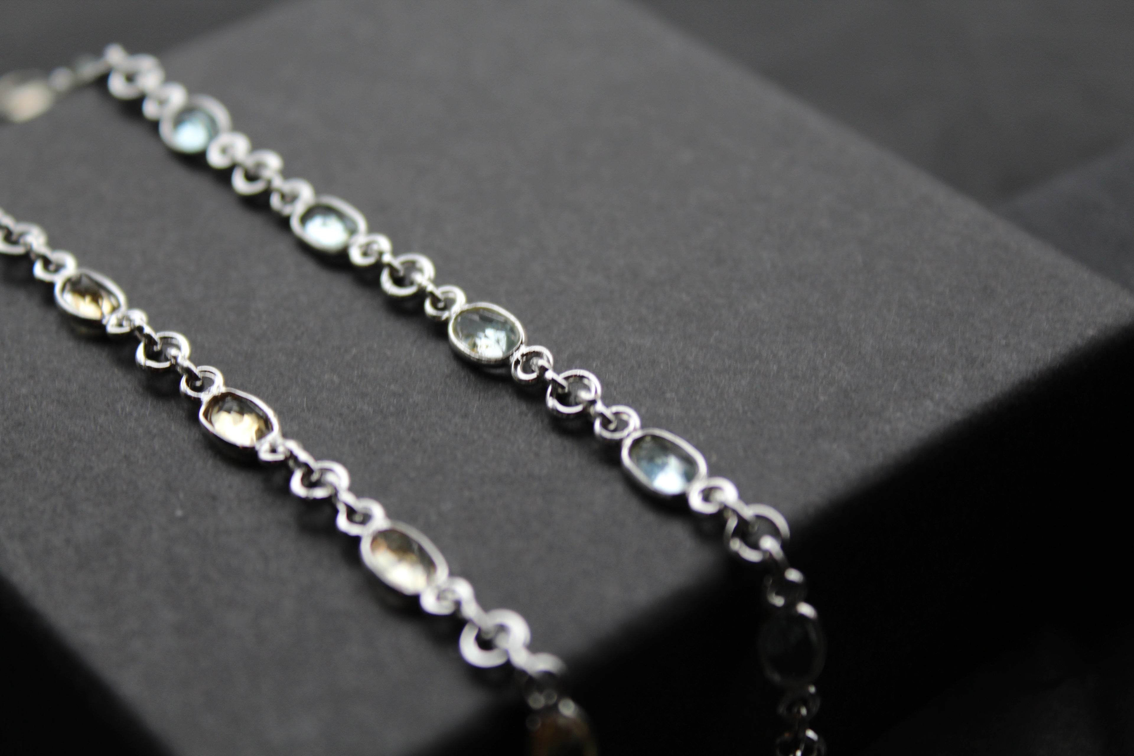 Citrine/Blue Topaz Chain Bracelet