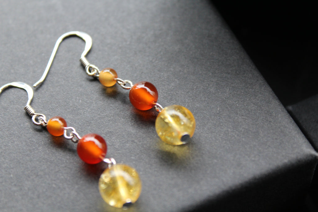 Citrine & Carnelian Drop Earrings