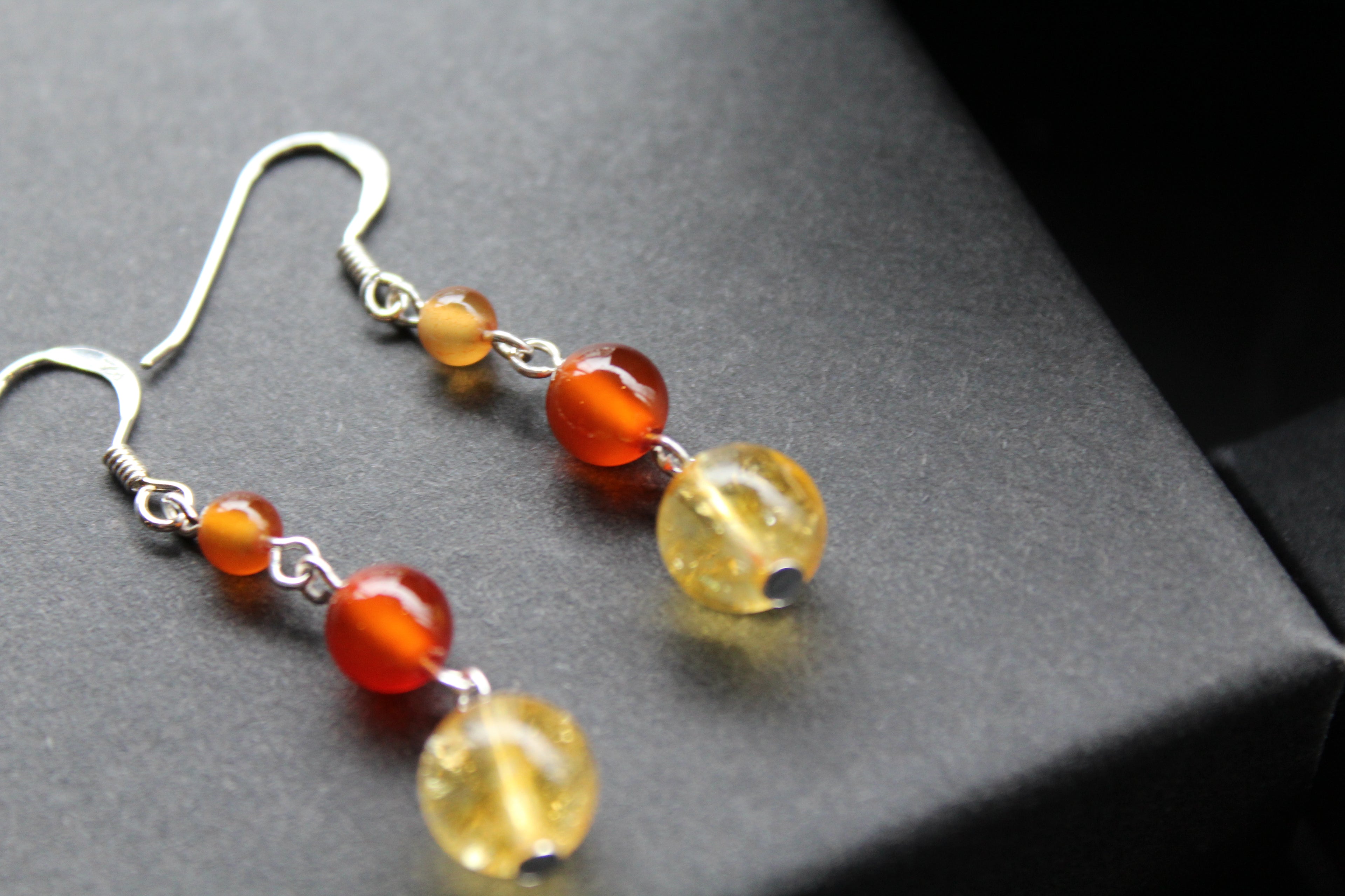 Citrine & Carnelian Drop Earrings