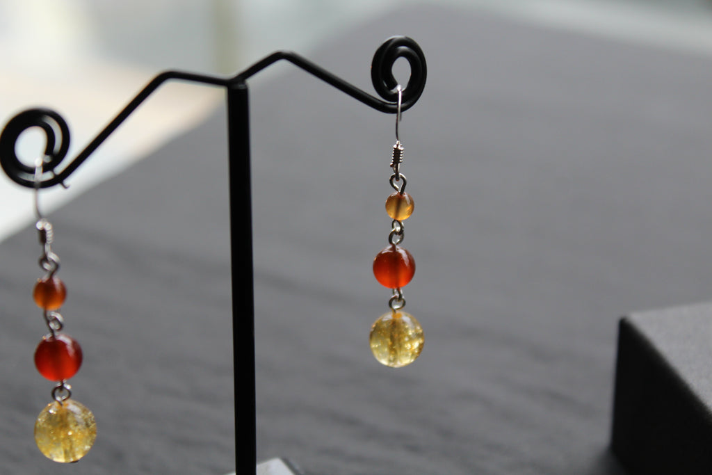 Citrine & Carnelian Drop Earrings