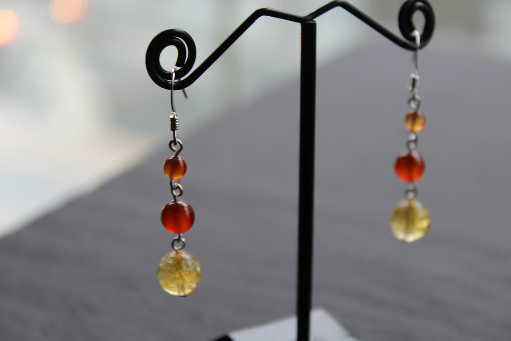 Citrine & Carnelian Drop Earrings