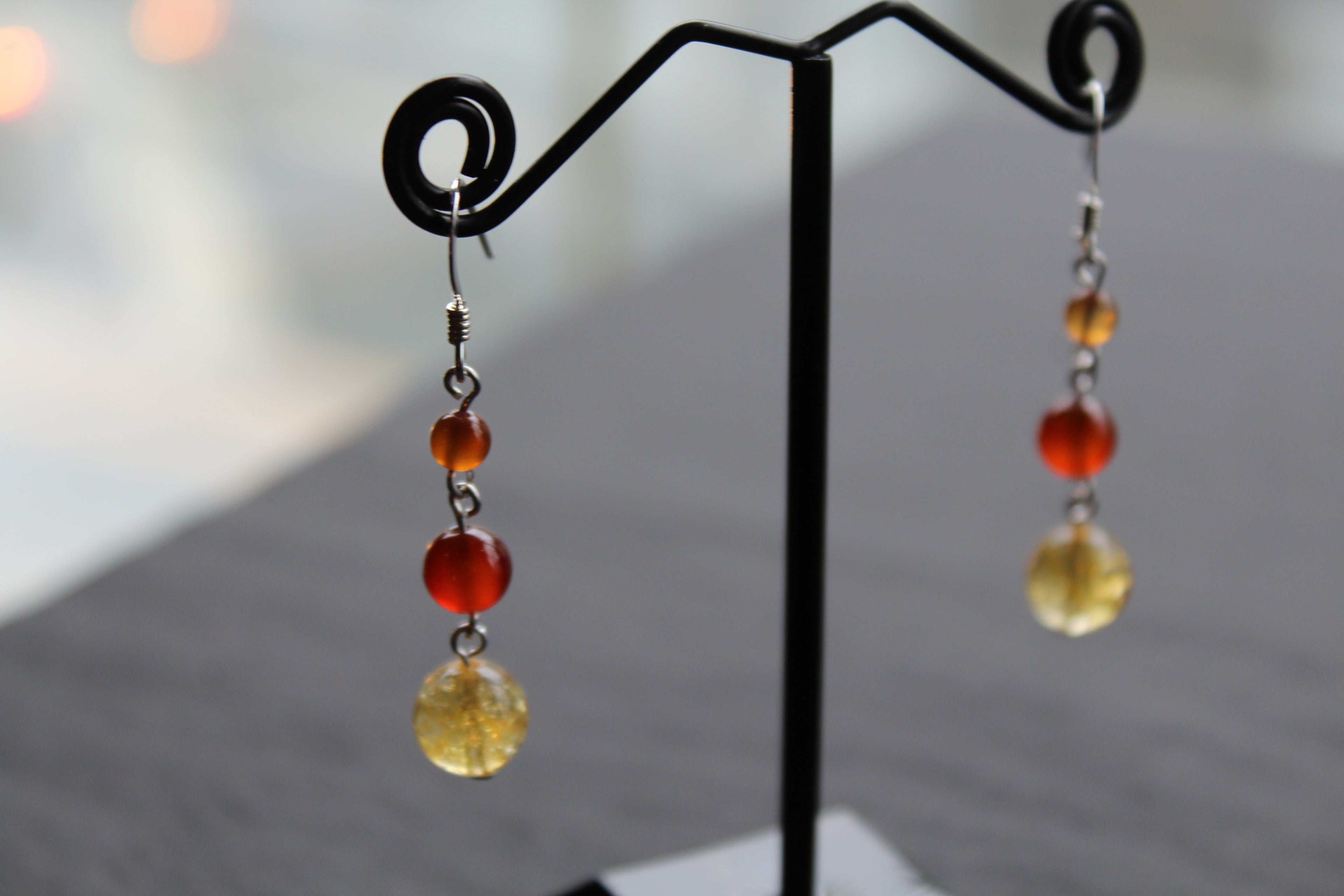 Citrine & Carnelian Drop Earrings