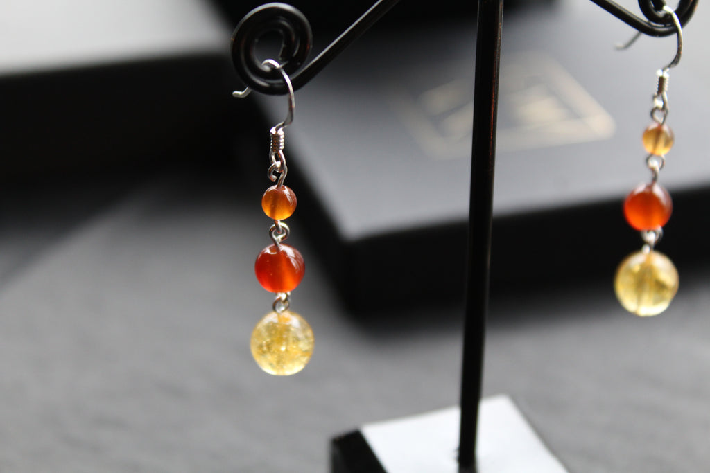 Citrine & Carnelian Drop Earrings