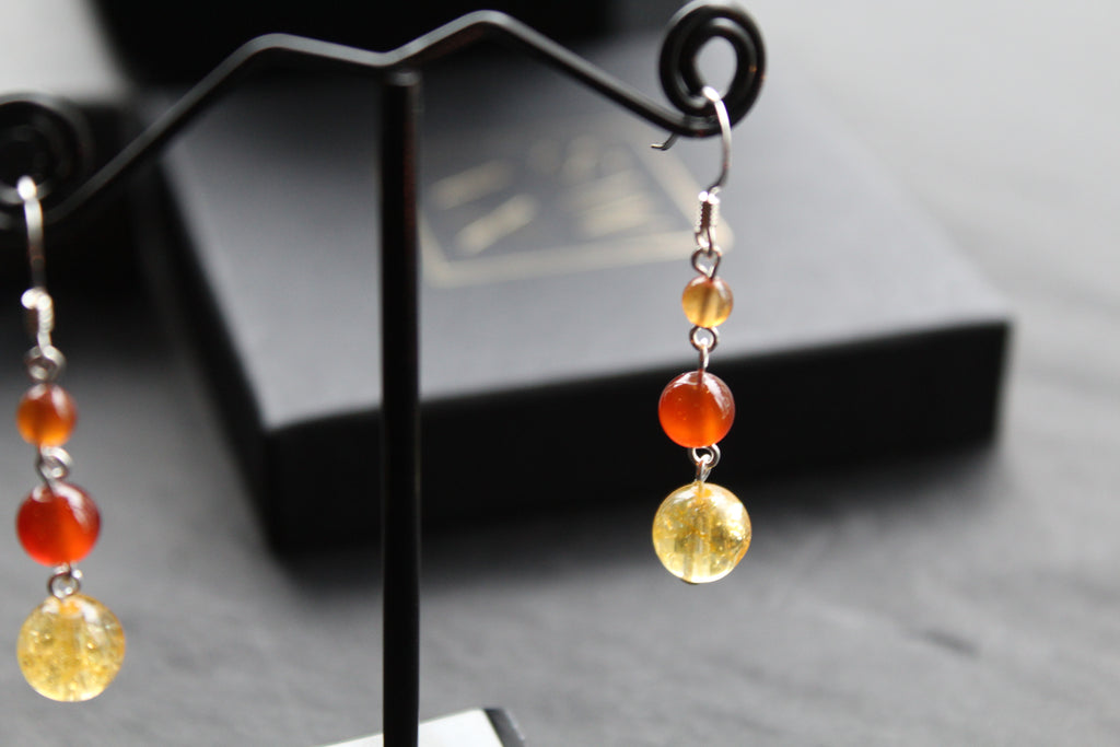 Citrine & Carnelian Drop Earrings