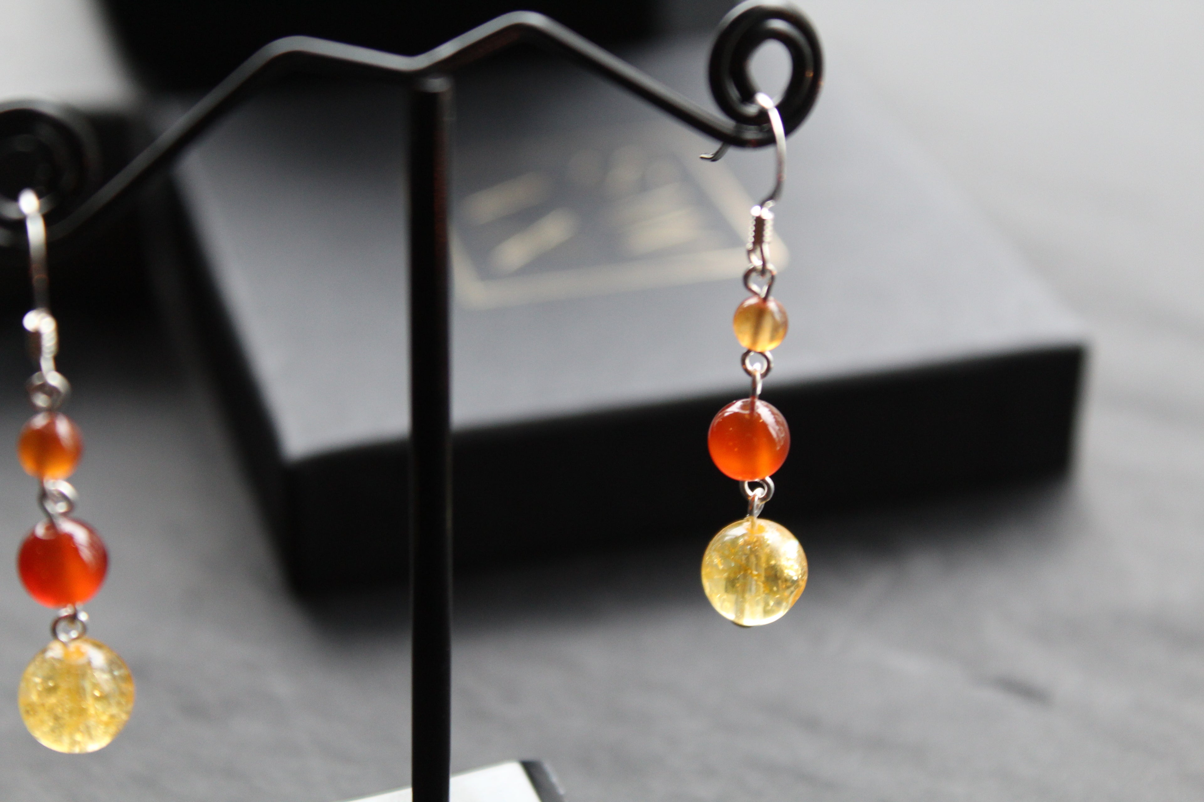 Citrine & Carnelian Drop Earrings