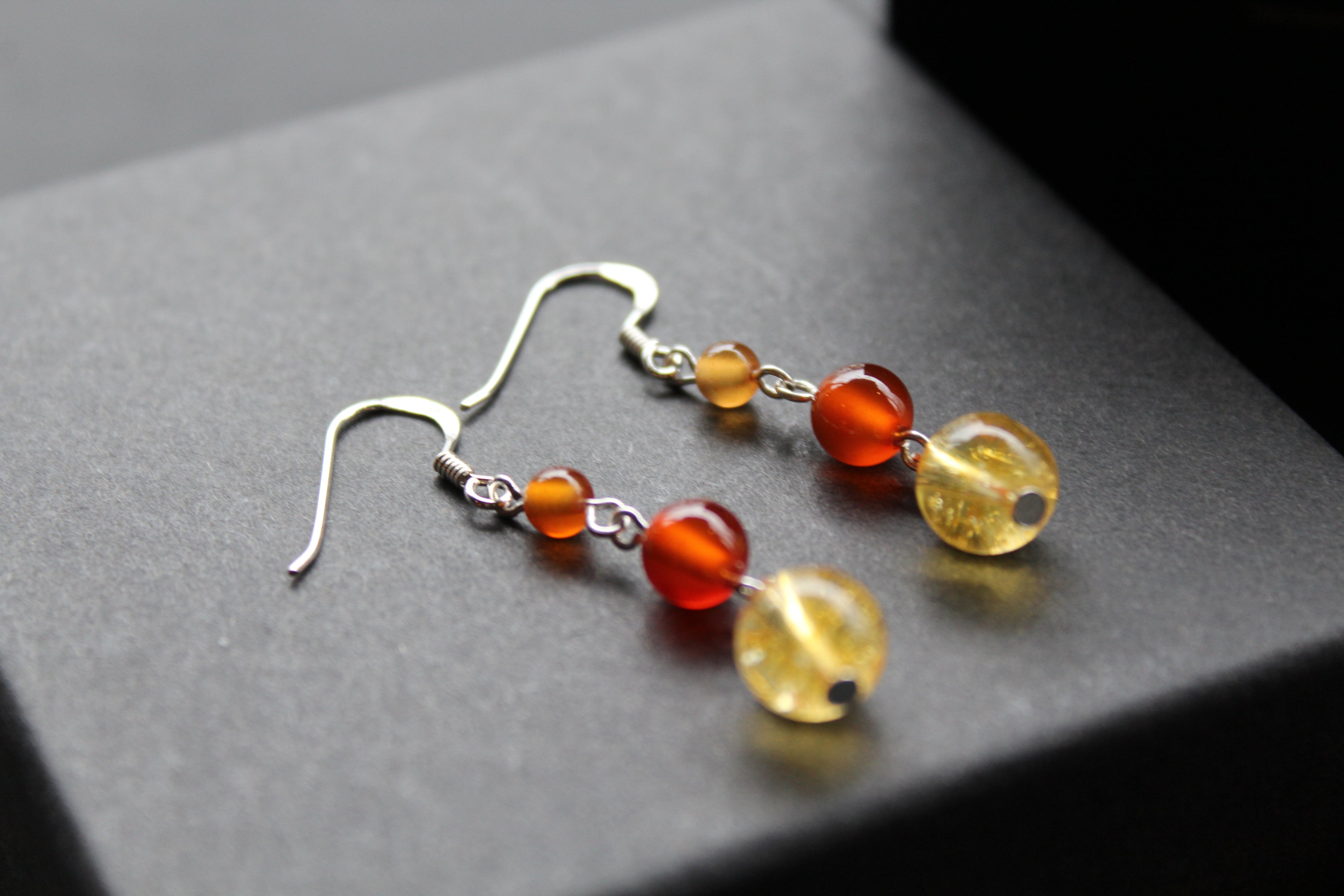 Citrine & Carnelian Drop Earrings