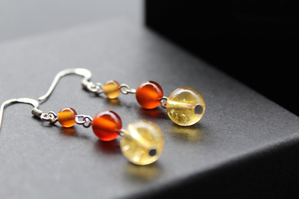 Citrine & Carnelian Drop Earrings