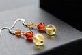 Citrine & Carnelian Drop Earrings
