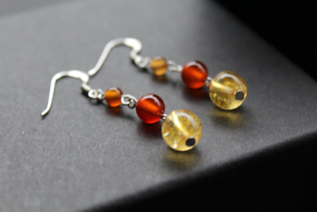 Citrine & Carnelian Drop Earrings