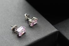 Load image into Gallery viewer, Classic Silver &amp; Pink Cubic Zirconia Oblong Earrings
