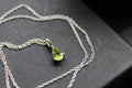 Claw-Set Small Teardrop Peridot Facet Necklace