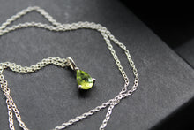 Load image into Gallery viewer, Claw-Set Small Teardrop Peridot Facet Necklace
