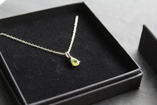 Load image into Gallery viewer, Claw-Set Small Teardrop Peridot Facet Necklace
