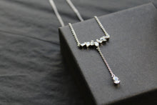 Load image into Gallery viewer, Clear Cubic Zirconia Delicate T Drop Necklace
