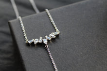 Load image into Gallery viewer, Clear Cubic Zirconia Delicate T Drop Necklace
