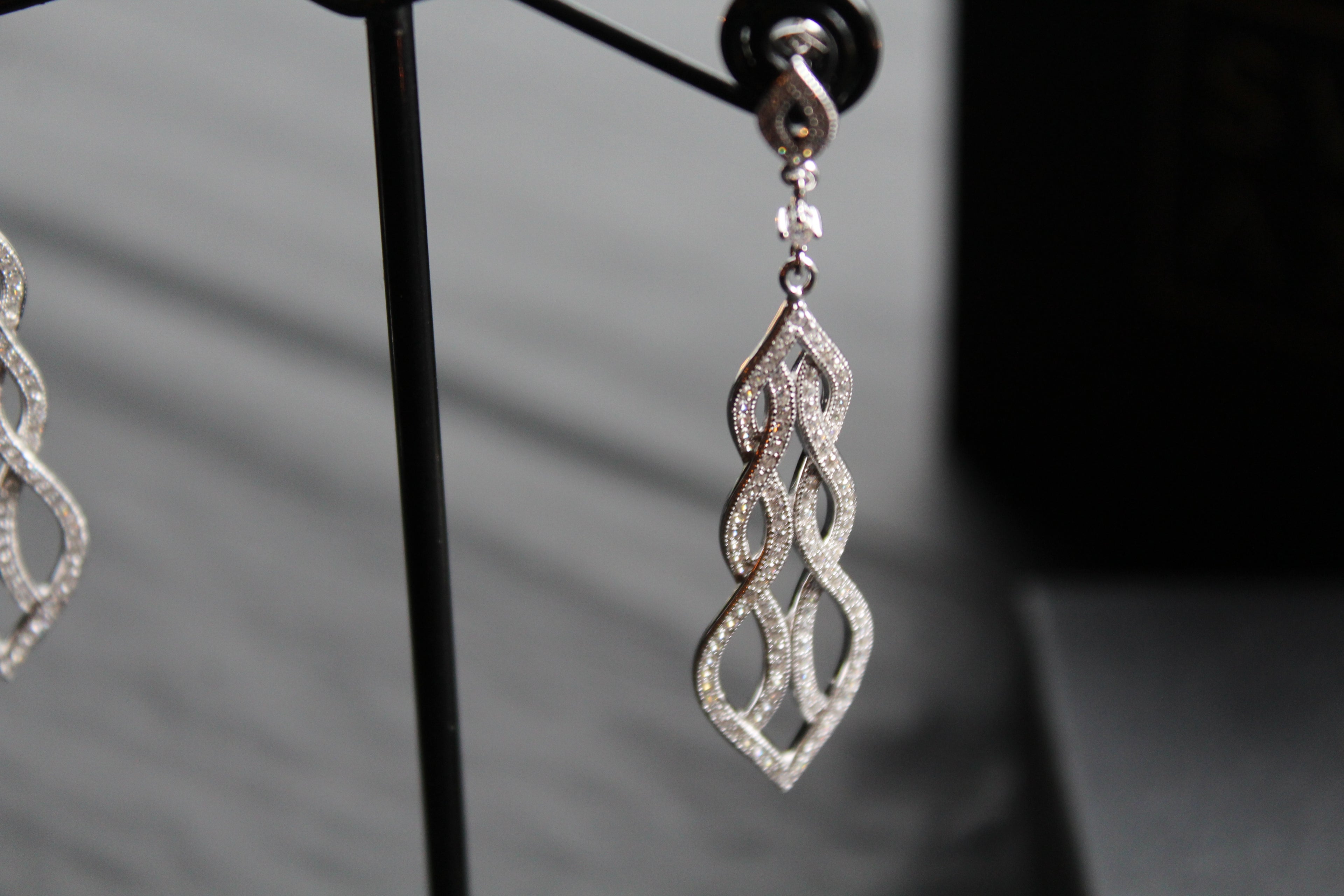 Clear Cubic Zirconia Lattice Teardrop Earrings