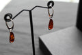 Cognac Amber Contemporary Teardrop Earrings