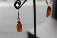 Load image into Gallery viewer, Cognac Amber Contemporary Teardrop Earrings
