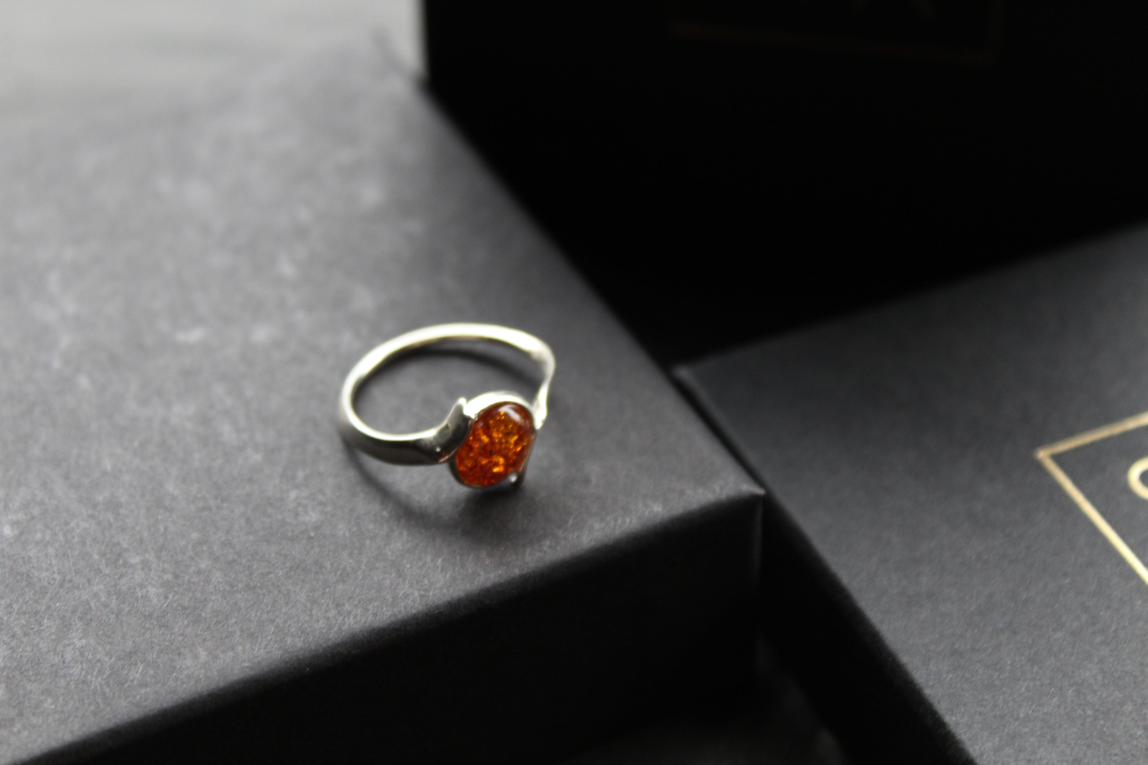 Cognac Amber Cross Over Ring