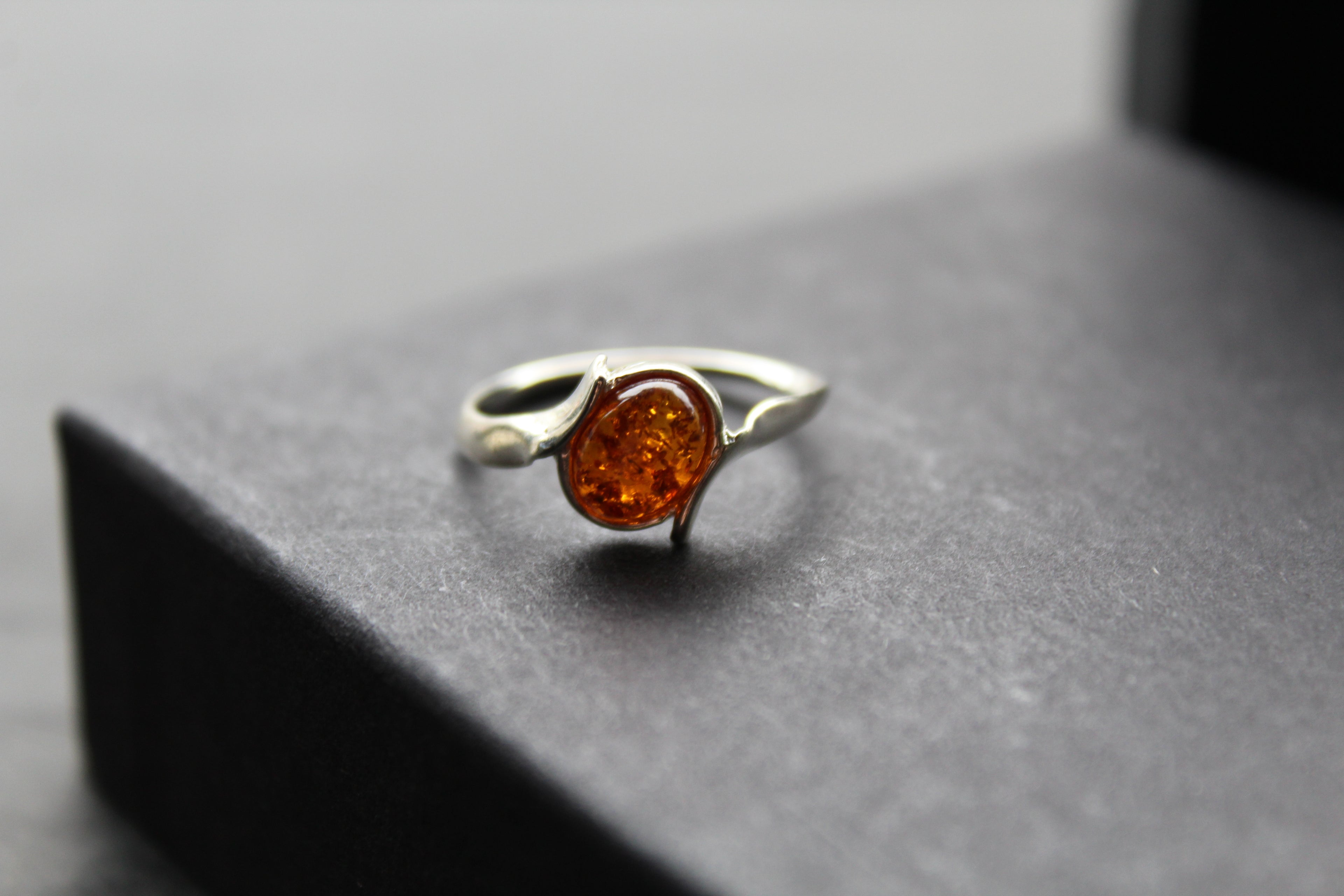 Cognac Amber Cross Over Ring