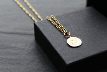 Load image into Gallery viewer, Coin Necklace with Paper Link Chain

