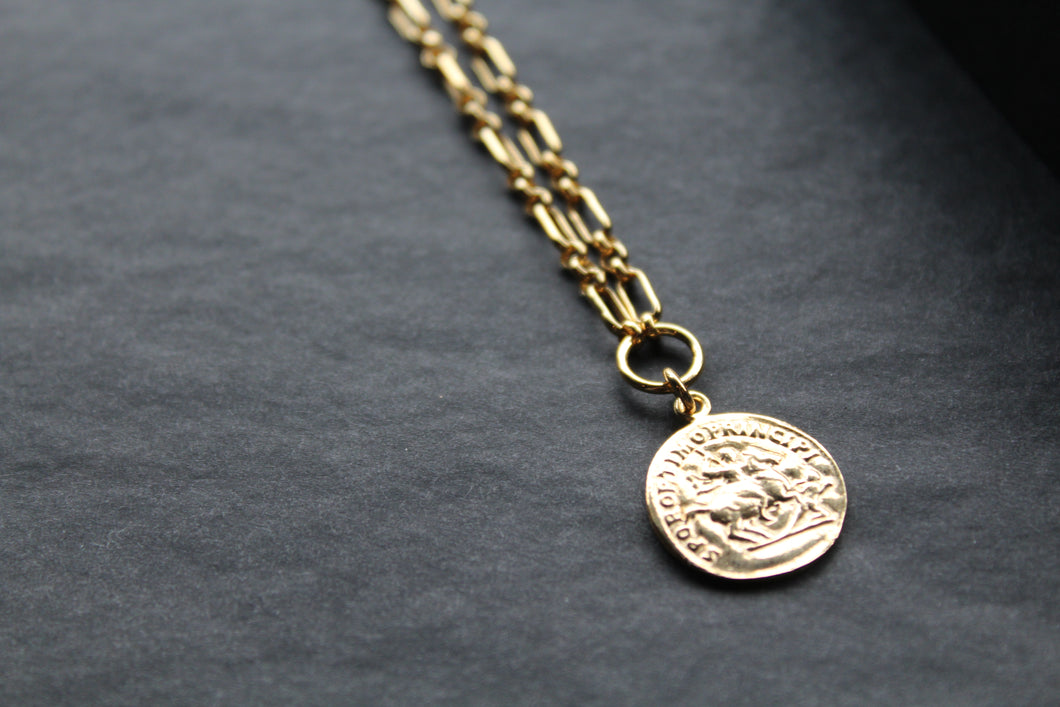Coin Necklace with Paper Link Chain