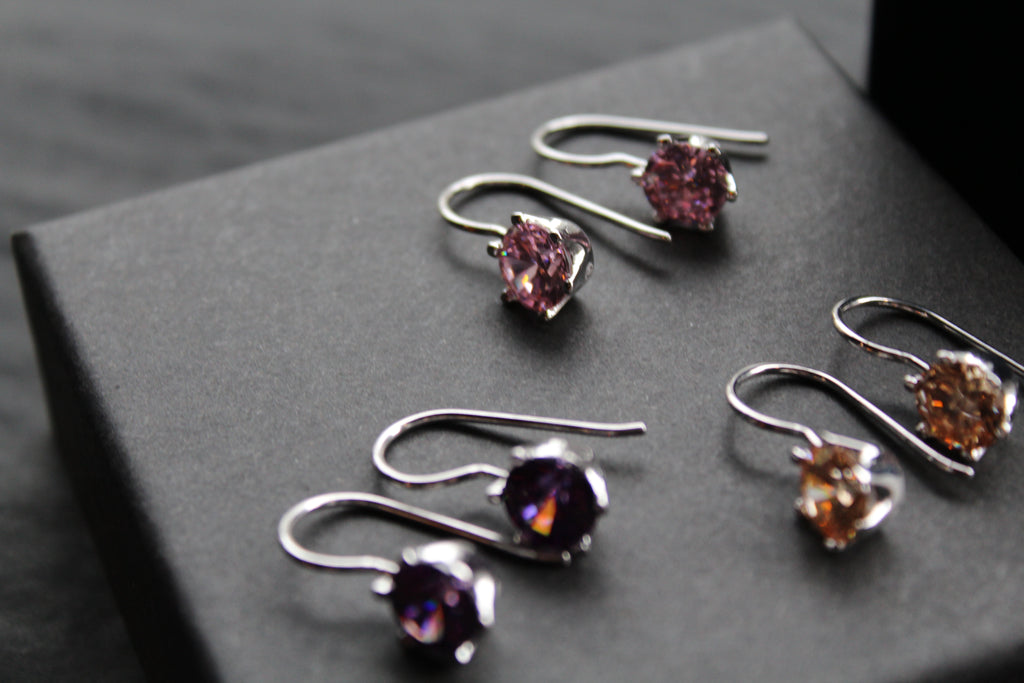 Coloured Cubic Zirconia Drop Earrings (Large)
