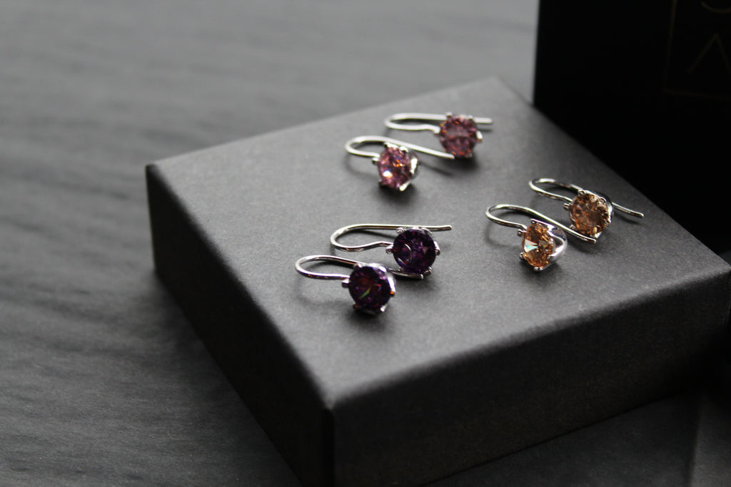 Coloured Cubic Zirconia Drop Earrings (Large)