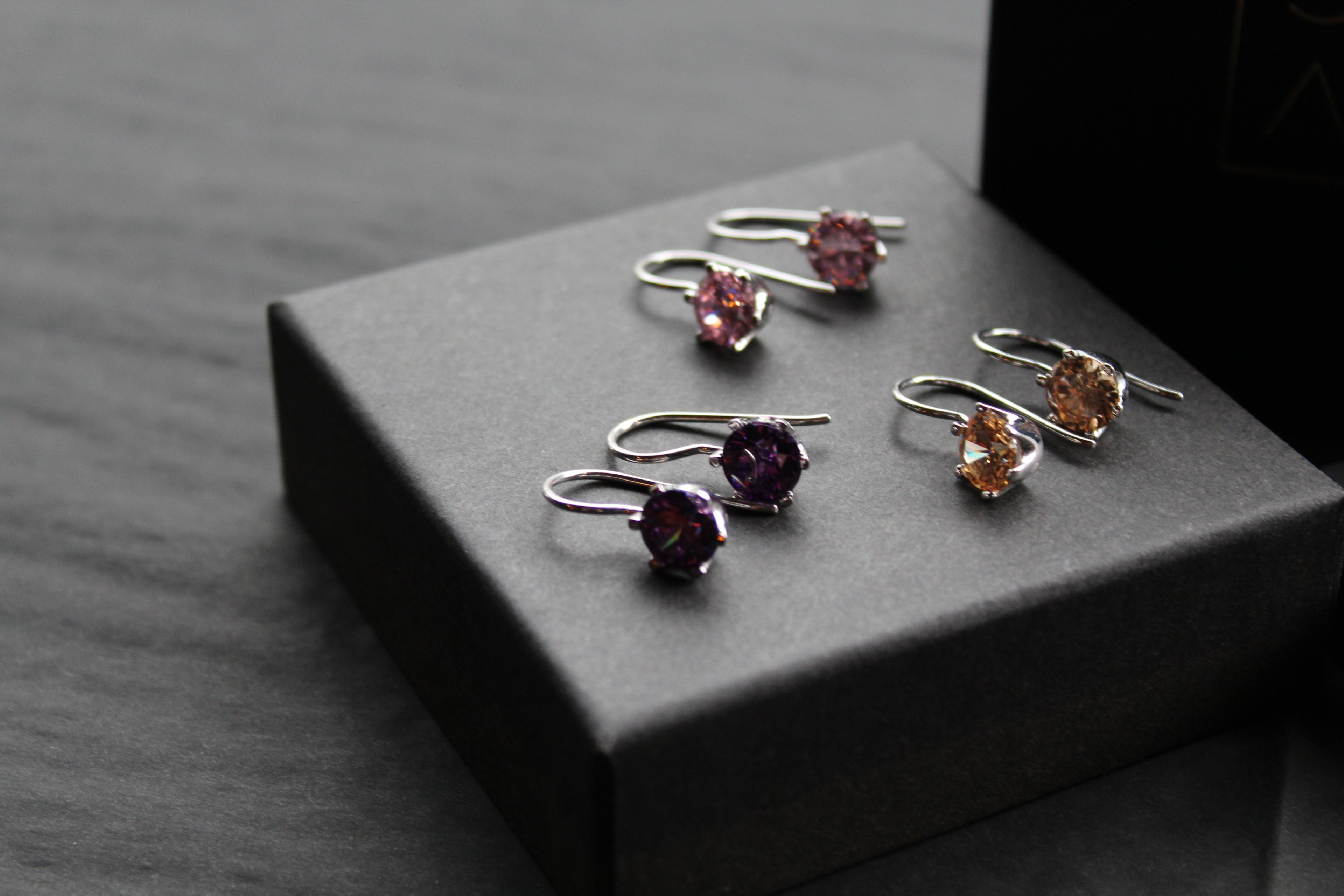 Coloured Cubic Zirconia Drop Earrings (Large)