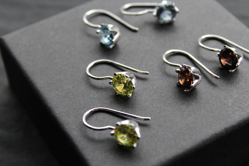 Coloured Cubic Zirconia Drop Earrings (Large)