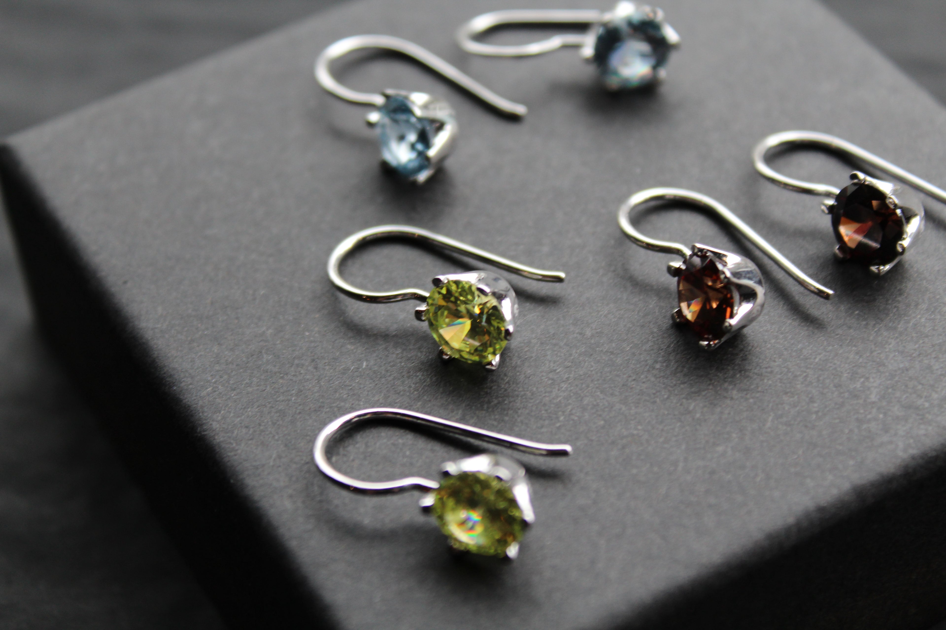 Coloured Cubic Zirconia Drop Earrings (Large)