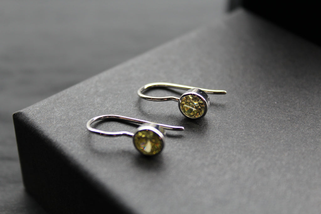 Coloured Cubic Zirconia Drop Earrings (Small)