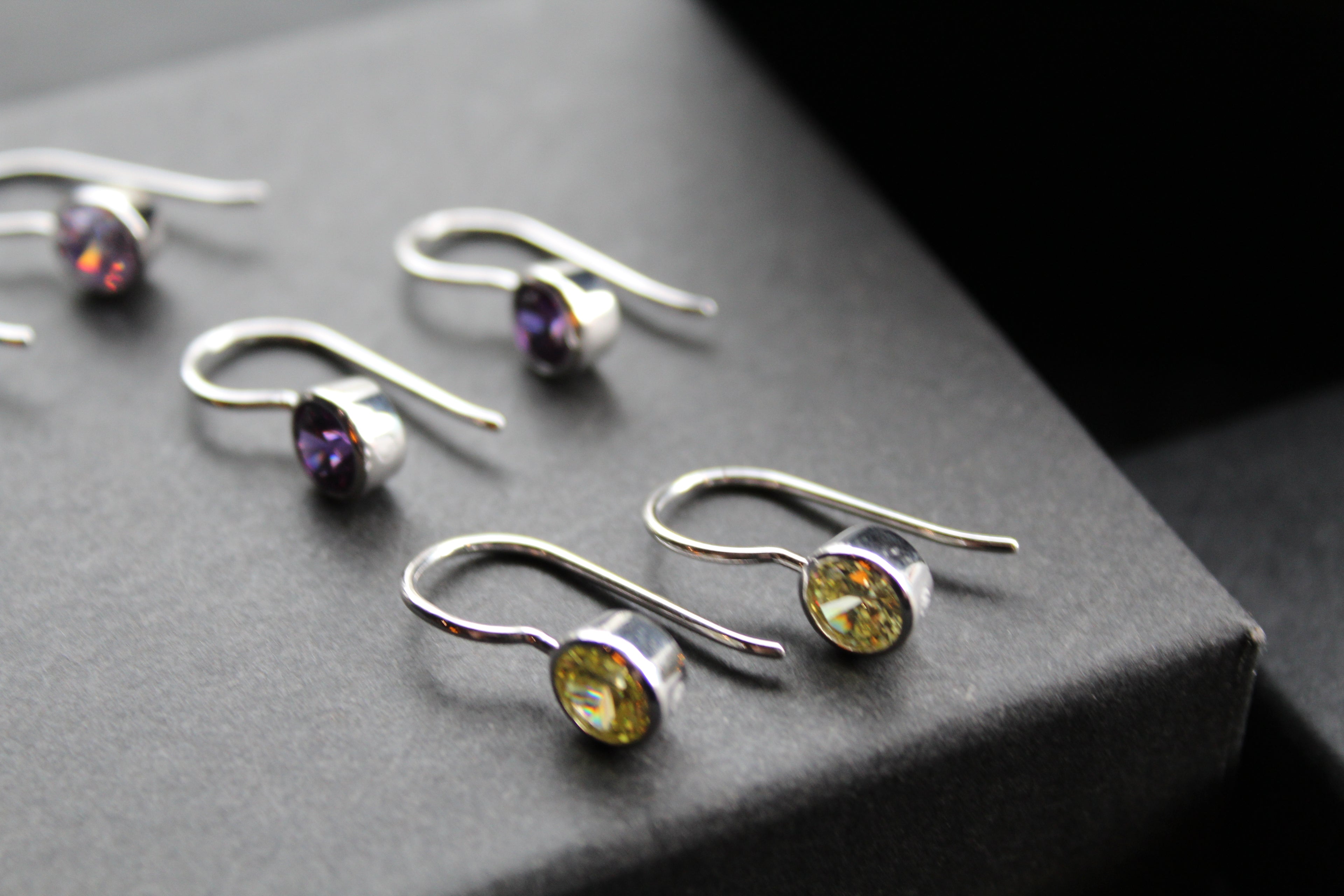 Coloured Cubic Zirconia Drop Earrings (Small)