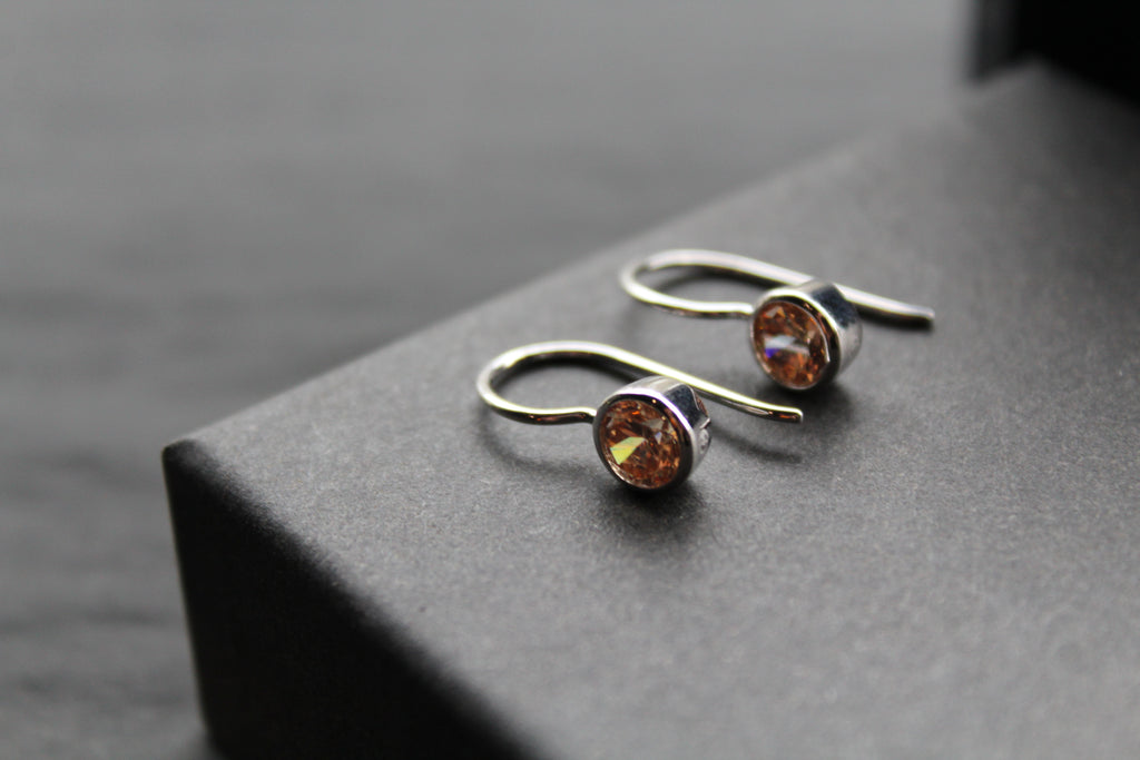 Coloured Cubic Zirconia Drop Earrings (Small)