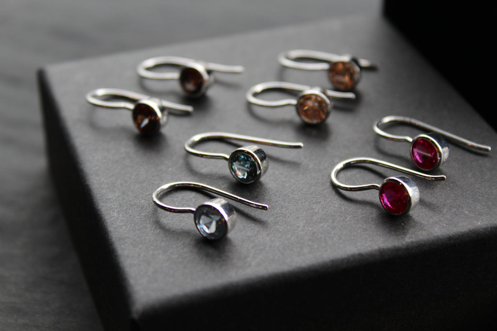 Coloured Cubic Zirconia Drop Earrings (Small)