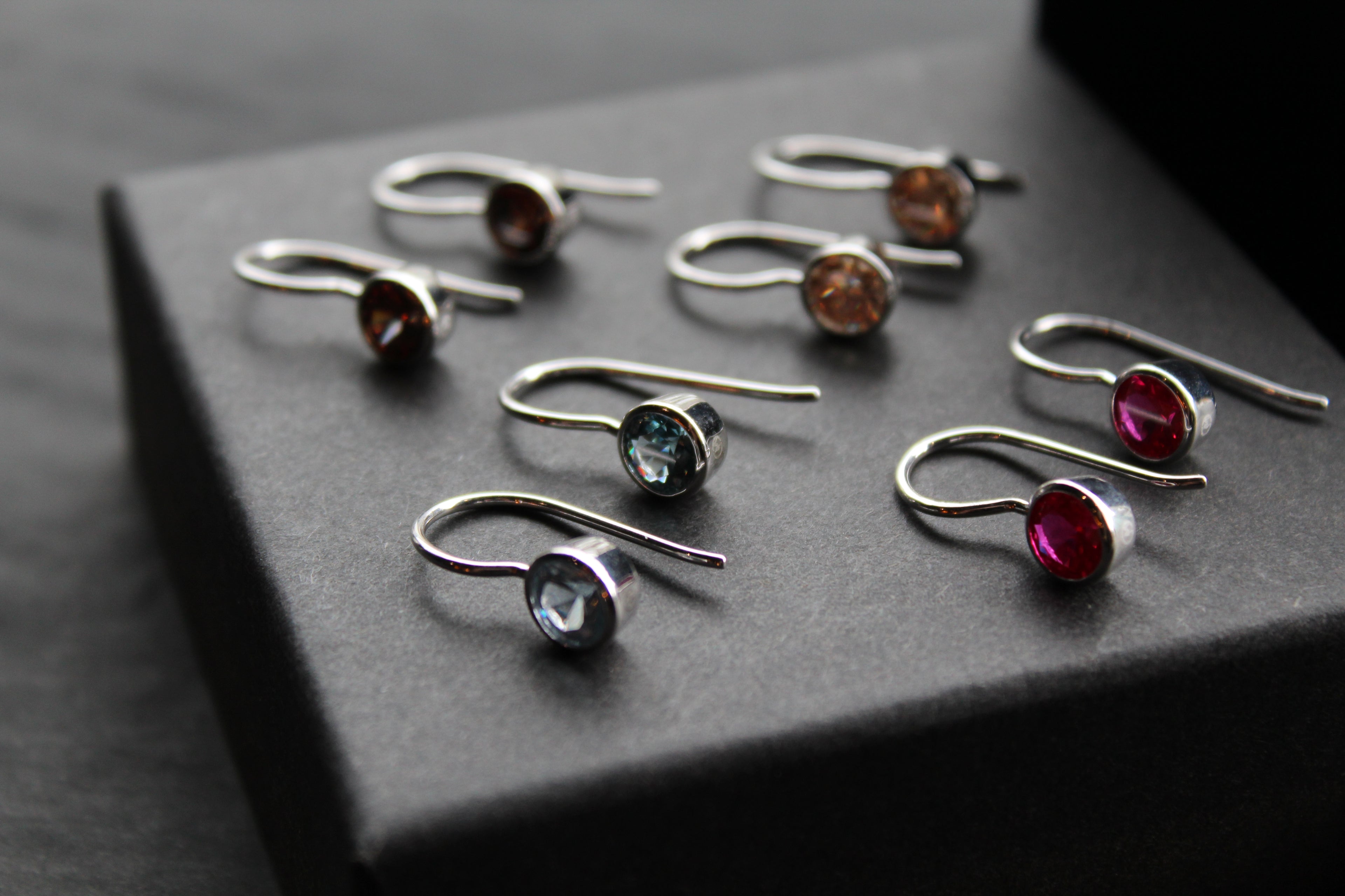 Coloured Cubic Zirconia Drop Earrings (Small)