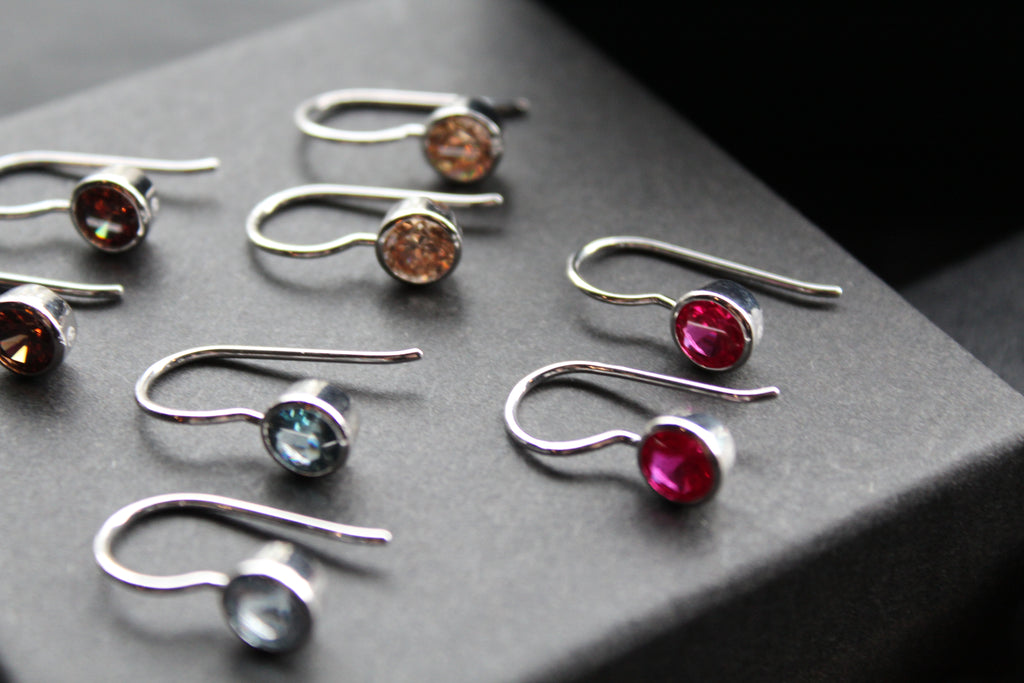 Coloured Cubic Zirconia Drop Earrings (Small)