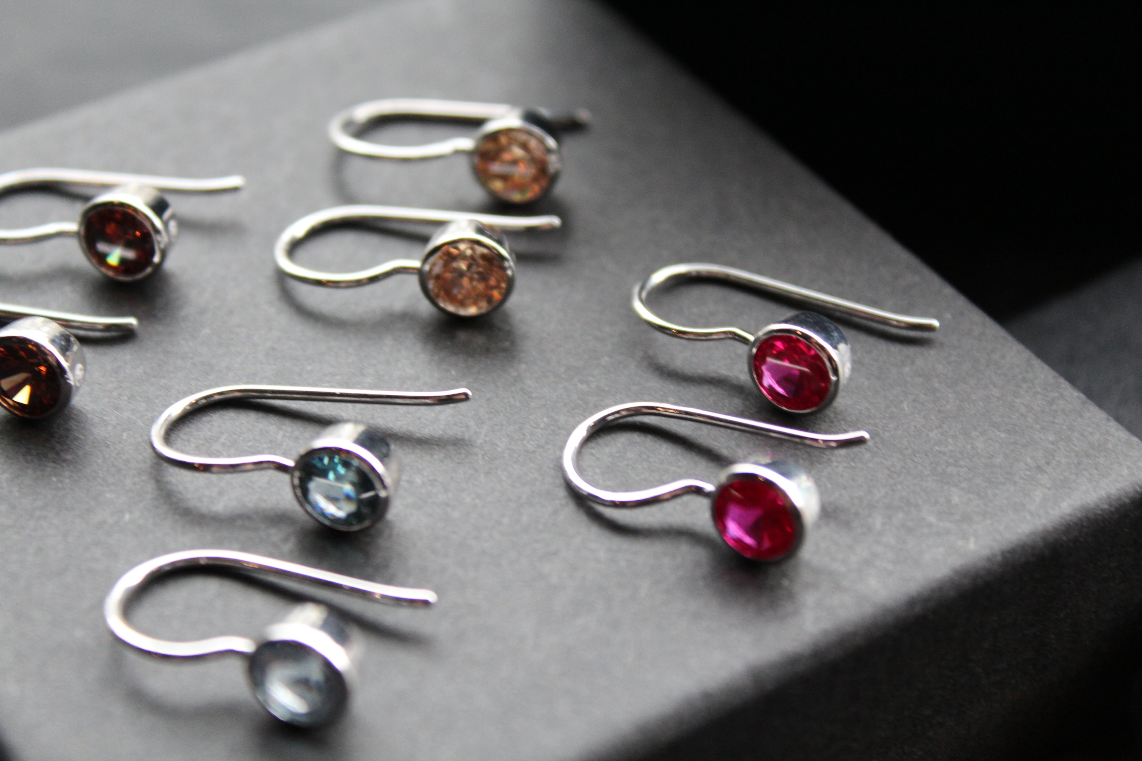 Coloured Cubic Zirconia Drop Earrings (Small)