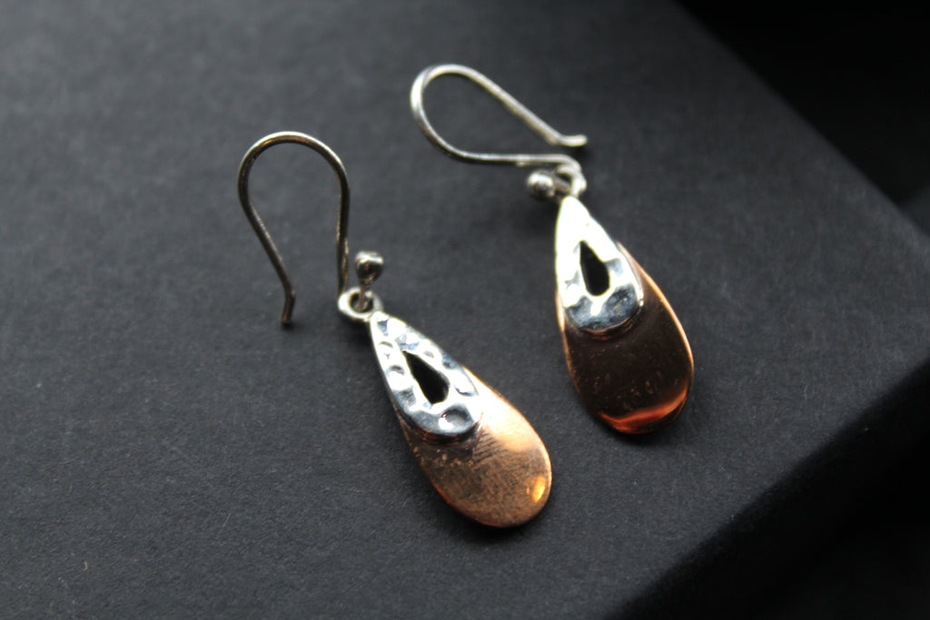 Copper & Silver Teardrop Earrings