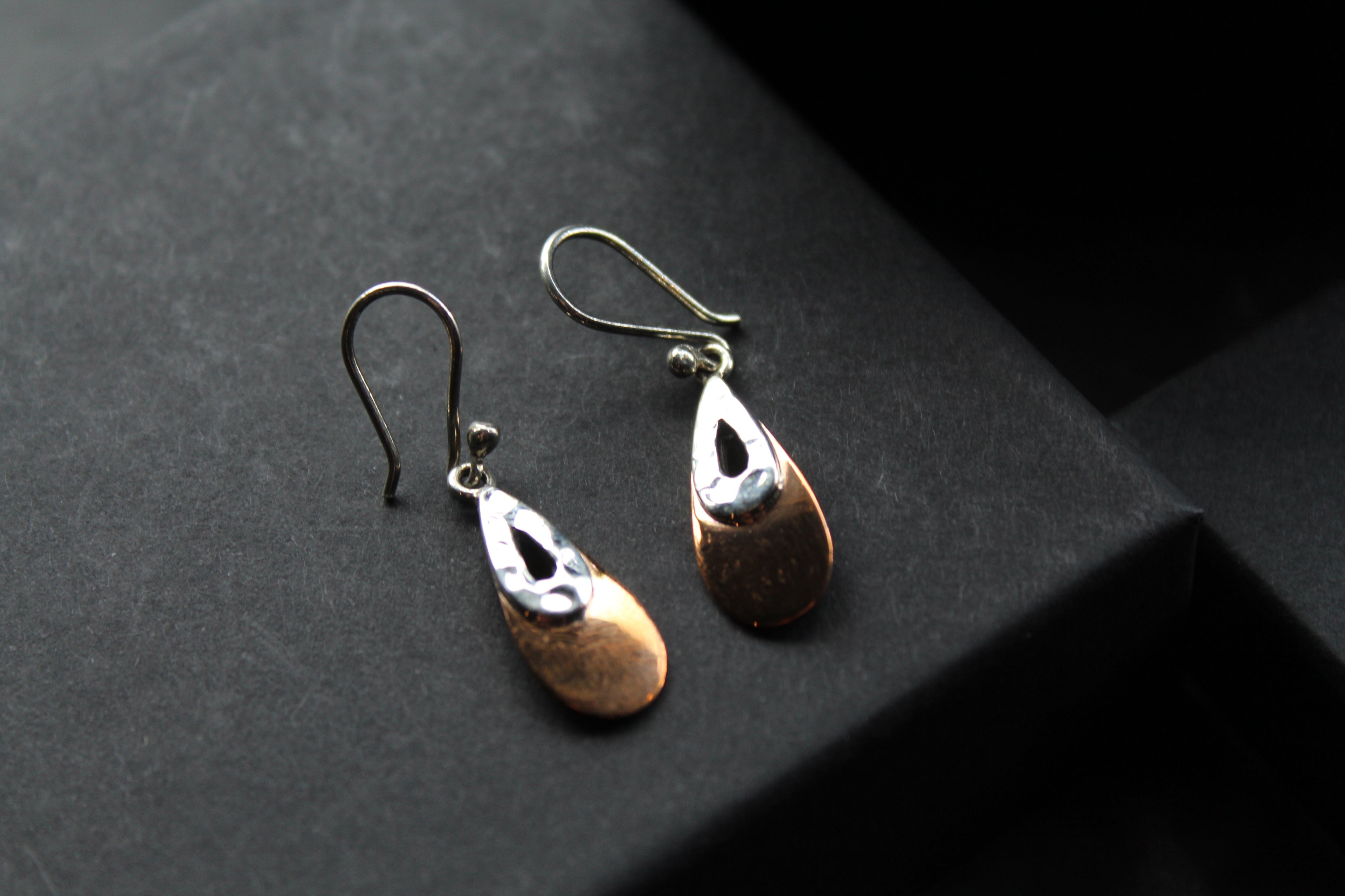 Copper & Silver Teardrop Earrings